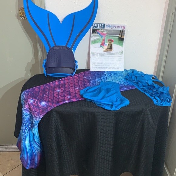 She Pretty Mermaid Tails with Mono Fin Sparkle Mermaid Swimsuit for Kid New - Picture 6 of 8